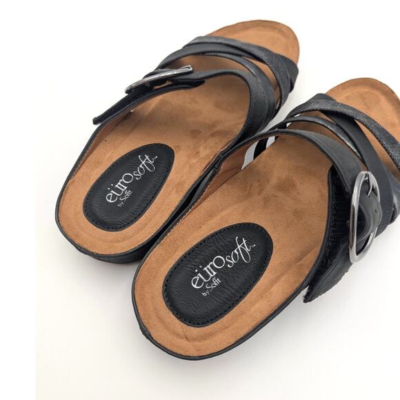 Eurosoft Genalyn Slide Sandals Women's Textured Straps Black Size US6.5M EU37 - Picture 12 of 13